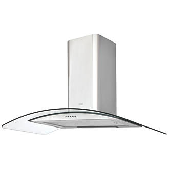 Image of Cooke & Lewis CLCGS90 Curved Glass Hood Stainless Steel 900mm 