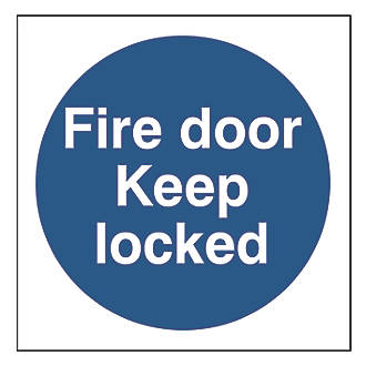 Image of Non Photoluminescent "Fire Door Keep Locked" Sign 100mm x 100mm 