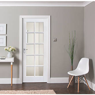 Image of Jeld-Wen 10-Clear Light Primed White Wooden Traditional Internal Door 1981mm x 838mm 