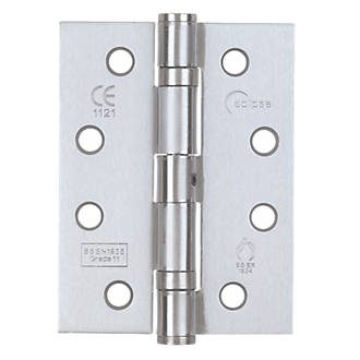 Image of Eclipse Satin Chrome Grade 11 Fire Rated Ball Bearing Hinges 102mm x 76mm 3 Pack 
