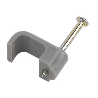 Image of LAP Grey Flat Single Cable Clips 2.5mm 100 Pack 