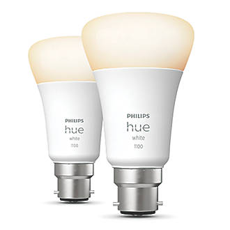 Image of Philips Hue White Bluetooth BC A19 LED Smart Light Bulb 9W 806lm 2 Pack 