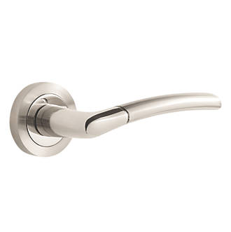 Image of Smith & Locke Scilly Fire Rated Lever on Rose Door Handles Pair Chrome / Brushed Nickel 