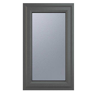 Image of Crystal Left-Hand Opening Obscure Triple-Glazed Casement Anthracite on White uPVC Window 610mm x 965mm 