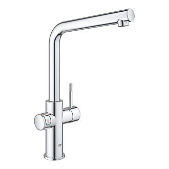 Image of Grohe Red Duo L Spout Instant Hot Water Kitchen Tap Chrome 