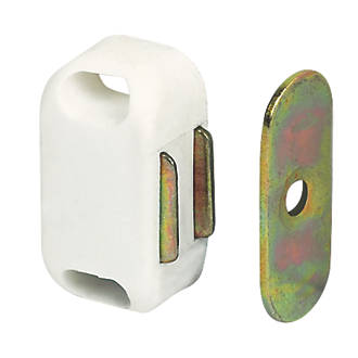 Image of Magnetic Cabinet Catches White 32mm x 20mm 10 Pack 