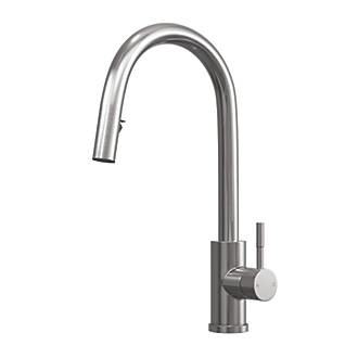 Image of ETAL Velia Concealed Pull-Out Kitchen Mixer Tap Brushed Steel 