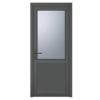Image of Crystal 1-Panel 1-Obscure Light RH Anthracite Grey uPVC Back Door 2090mm x 920mm 