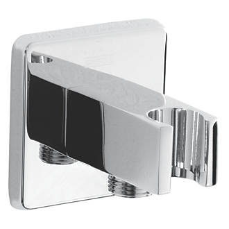 Image of Bristan Easyfit Contemporary Square Shower Wall Outlet with Handset Holder Bracket Chrome 80mm 