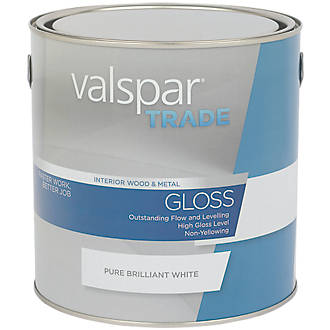 Image of Valspar Trade Gloss Wood & Metal Paint Pure Brilliant White 2.5Ltr 