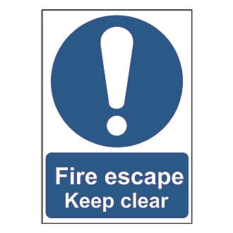 Image of Non Photoluminescent "Fire Escape Keep Clear" Sign 210mm x 148mm 