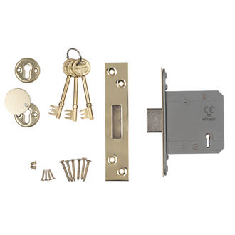 Image of Smith & Locke Fire Rated Satin Brass BS 5-Lever Mortice Deadlock 76mm Case - 57mm Backset 