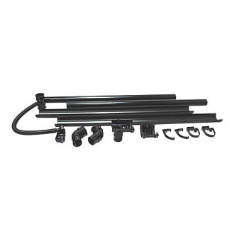 Image of FloPlast Shed Pack Round Miniflo Half-Shed Water Butt Guttering Pack Black 14 Pieces 