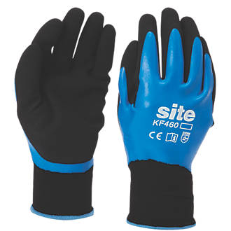 Image of Site 460 Fully-Coated Latex Grip Gloves Blue / Black Large 
