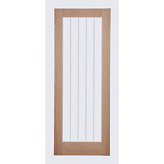 Image of 1-Clear Light Unfinished Oak Wooden Cottage Internal Door 1981mm x 762mm 