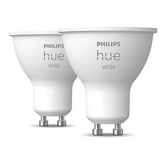 Image of Philips Hue GU10 LED Smart Light Bulb 5.2W 400lm 2 Pack 