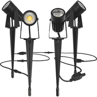 Image of Luceco Outdoor LED Garden Spike Light Black 4x3W 4x200lm 4 Pack 