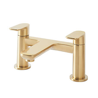 Image of Highlife Bathrooms Rona Deck-Mounted Bath Filler Brushed Brass 
