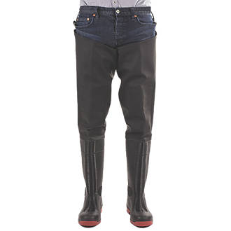 Image of Amblers Rhone Safety Thigh Waders Black/Red Size 10.5 