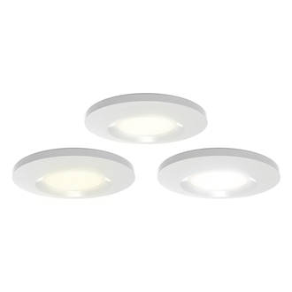 Image of 4lite IP65 FRD 3000K/4000K/6000K Fixed Fire Rated LED Downlight White / Chrome / Satin Nickel 9W 770lm 3 Pack 