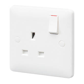Image of MK Base 13A 1-Gang SP Switched Socket White with White Inserts 