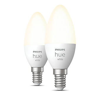 Image of Philips Hue SES Candle LED Smart Light Bulb 5.5W 470lm 2 Pack 
