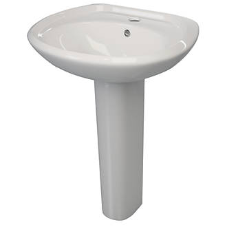 Image of Basin-to-Go Full Pedestal Bathroom Basin 1 Tap Hole 570mm 