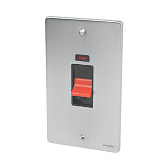 Image of Schneider Electric Ultimate Low Profile 50A 2-Gang DP Control Switch Brushed Chrome with Neon with Black Inserts 