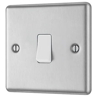 Image of LAP 10AX 1-Gang Intermediate Switch Brushed Stainless Steel with White Inserts 