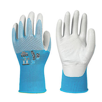 Image of Wonder Grip WG-522W Bee-Tough Protective Work Gloves Blue / White Large 