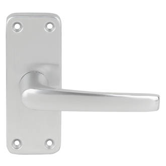 Image of Contract Fire Rated Latch Lever Latch Door Handle Pair Satin Anodised Aluminium 