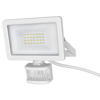 Image of LAP Weyburn Outdoor LED Floodlight With PIR Sensor White 20W 2000lm 