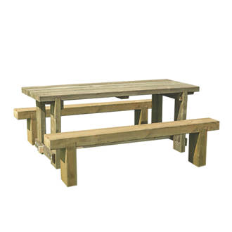 Image of Forest Sleeper Garden Table with 2 Benches 1800mm x 700mm x 750mm 