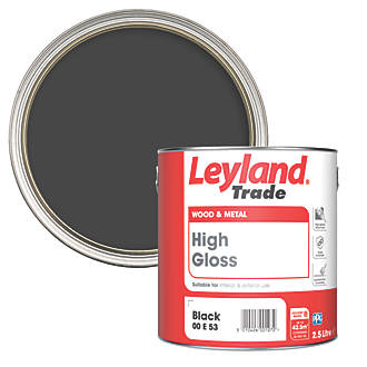 Image of Leyland Trade High Gloss Black Trim Paint 2.5Ltr 