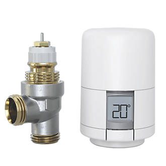 Image of Hive White Angled Thermostatic Smart TRV Head & Body 15mm x 1/2" 