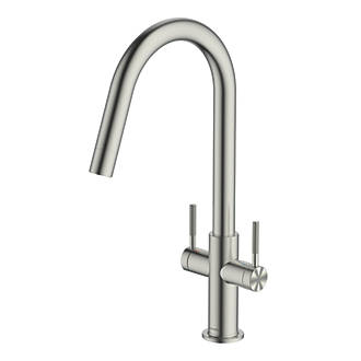 Image of Clearwater Topaz J-Spout Monobloc Mixer Tap Brushed Nickel PVD 