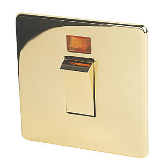 Image of Crabtree Platinum 45A 1-Gang DP Cooker Switch Polished Brass with Neon 