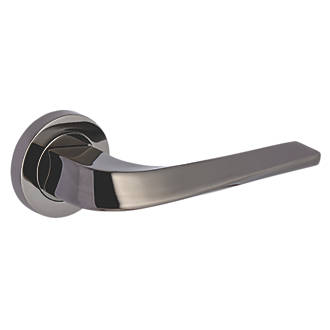 Image of Smith & Locke Formby Fire Rated Lever on Rose Door Handles Pair Black Nickel 
