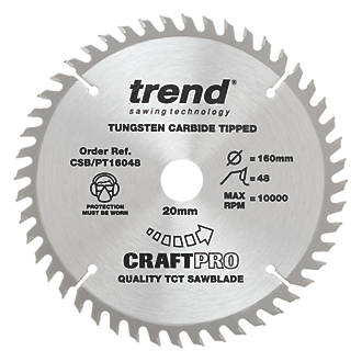 Image of Trend CraftPro CSB/PT16048 Wood Plunge Saw Blade 160mm x 20mm 48T 