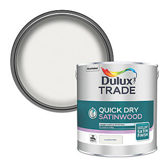 Image of Dulux Trade Satin Pure Brilliant White Trim Quick-Dry Paint 2.5Ltr 