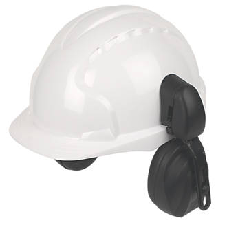 Image of JSP EVO3 Comfort Plus Adjustable Safety Helmet with Ear Defenders White 