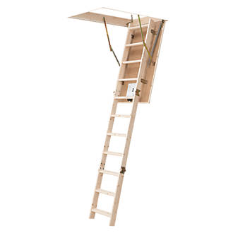 Image of 3-Sections Insulated Timber Loft Ladder Kit 2.77m 