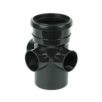Image of FloPlast Push-Fit 3-Boss Single Socket Boss Pipe Black 110mm 