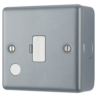 Image of British General 13A Unswitched Metal Clad Fused Spur & Flex Outlet with White Inserts 