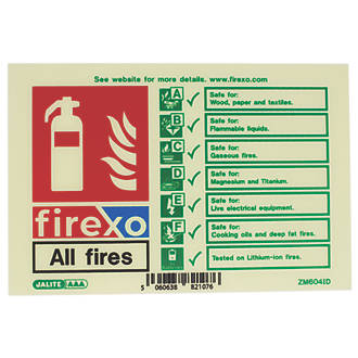 Image of Firexo Photoluminescent Luminescent All Fires Extinguisher Sign 100mm x 150mm 