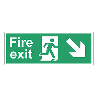 Image of Non Photoluminescent "Fire Exit Man Down Right Arrow" Sign 150mm x 400mm 