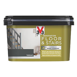 Image of V33 Satin Tarmac Acrylic Renovation Floor & Stairs Paint 2Ltr 