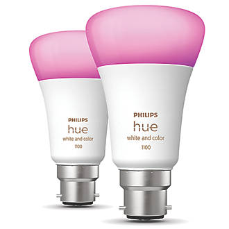Image of Philips Hue BC A19 RGB & White LED Smart Light Bulb 9W 806lm 2 Pack 