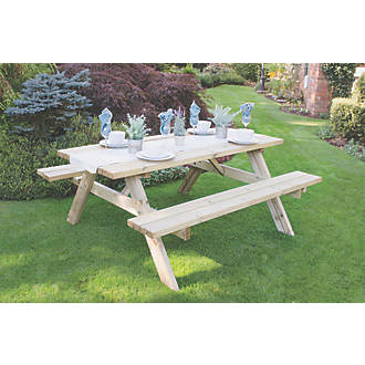 Image of Forest Large Rectangular Garden Picnic Table 1770mm x 1530mm x 770mm 