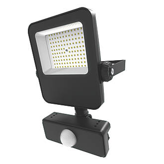 Image of 4lite Outdoor LED Floodlight with PIR Sensor Black 20W 2100lm 